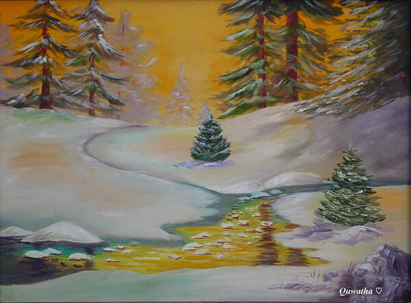 Winter Art Print featuring the painting Winter by Quwatha Valentine