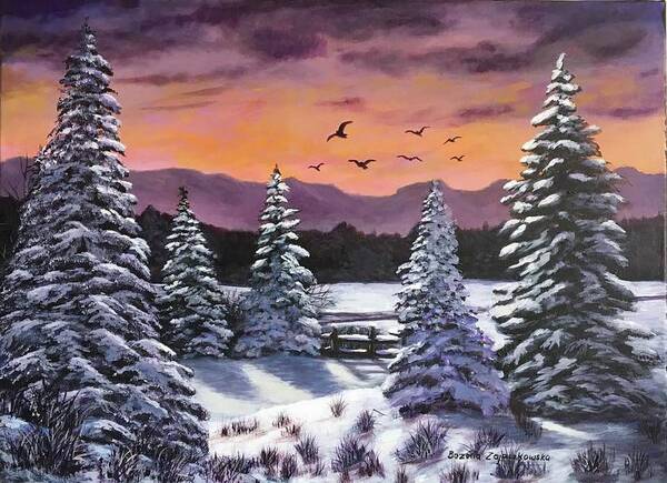 Winter Art Print featuring the painting Winter Time Again by Bozena Zajaczkowska