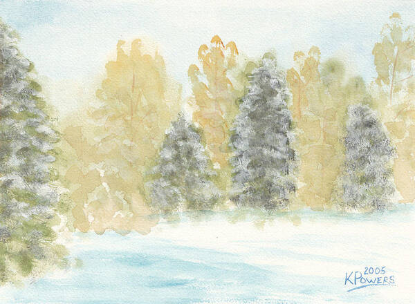 Winter Art Print featuring the painting Winter Trees by Ken Powers