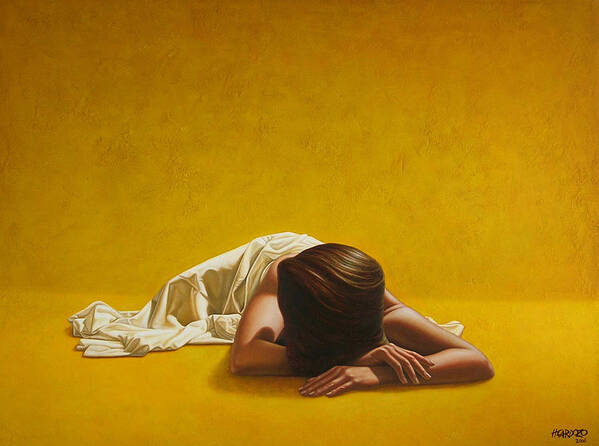 Sleeping Art Print featuring the painting Woman in Yellow by Horacio Cardozo