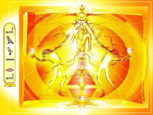 Amun Ra Art Print featuring the painting Worshipping Amun Ra by Hartmut Jager