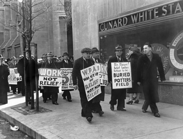 1930s Art Print featuring the photograph WPA Pickets On Fifth Avenue by Underwood Archives