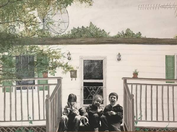 Realism Art Print featuring the painting Yeah, You Boys Always Stick Together by Leah Tomaino