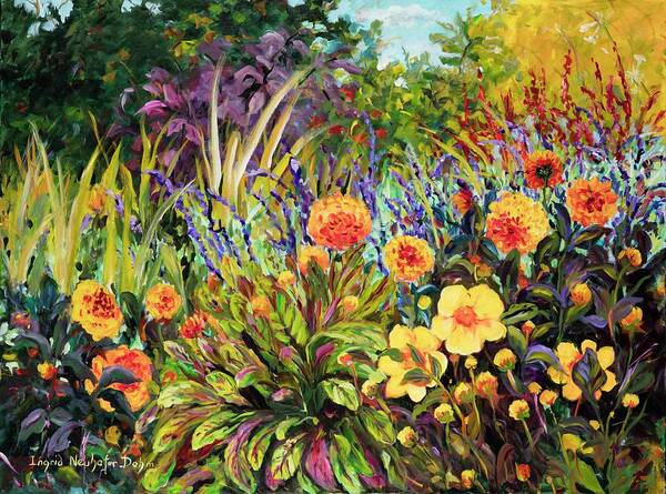Flowers Art Print featuring the painting Yellow Green by Ingrid Dohm