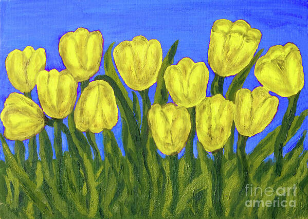 Art Art Print featuring the painting Yellow tulips, painting by Irina Afonskaya