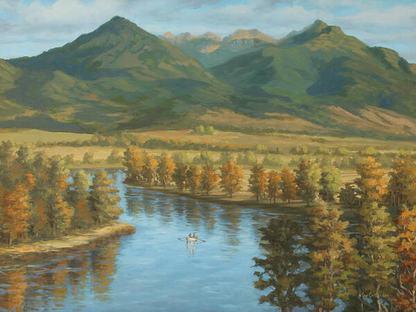 Yellowstone River Art Print featuring the painting Yellowstone River Float by Guy Crittenden