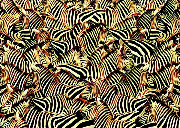 Zebra Art Print featuring the digital art Zebras by Russ Harris