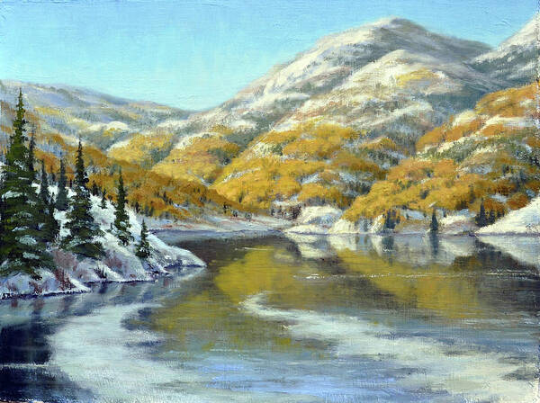 Landscape Art Print featuring the painting Aspens First Snow by Rick Hansen