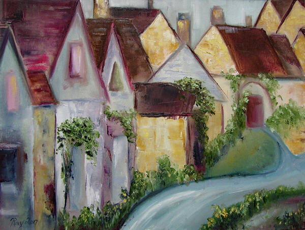 Bourton On The Water Art Print featuring the painting Bourton on the Water by Roxy Rich
