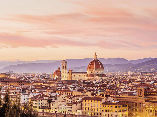 Campanile Art Print featuring the photograph Florences Cathedral And Skyline At #1 by Filippobacci