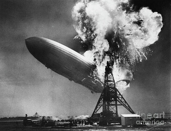1930-1939 Art Print featuring the photograph Hindenburg Explosion #1 by Bettmann