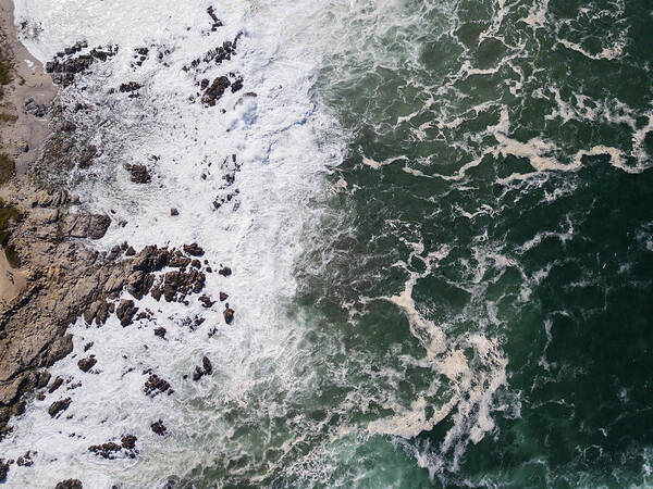 Landscapeaerial Art Print featuring the photograph Powerful Swells From The Pacific Ocean #1 by Ethan Daniels