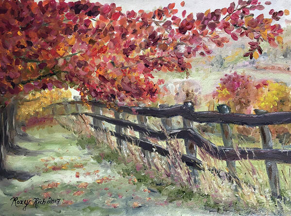 Fence Art Print featuring the painting The Rickety Fence by Roxy Rich