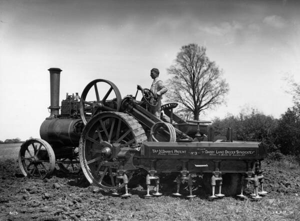 Farm Worker Art Print featuring the photograph Traction Engine #1 by Hulton Archive