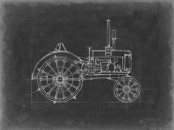 Transportation Art Print featuring the painting Tractor Blueprint II #1 by Ethan Harper