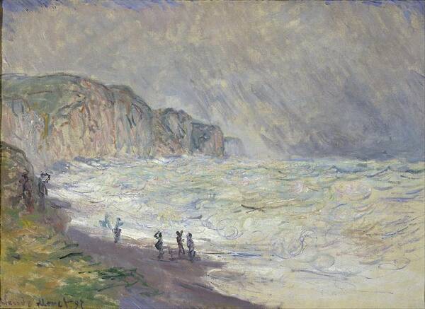Seascape Art Print featuring the painting Heavy Sea At Pourville by Claude Monet