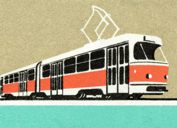 Bus Art Print featuring the drawing Train #13 by CSA Images