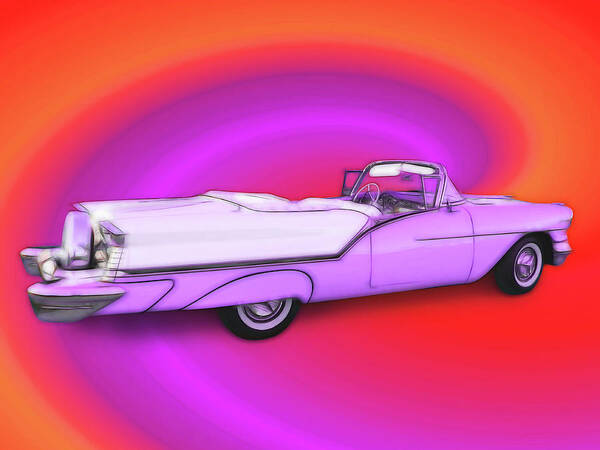 1957 Oldsmobile 98 Starfire Art Print featuring the digital art 1957 Oldsmobile 98 Starfire by Rick Wicker