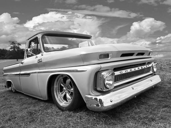 Chevrolet Truck Art Print featuring the photograph 1965 Chevy C10 Truck in black And White by Gill Billington