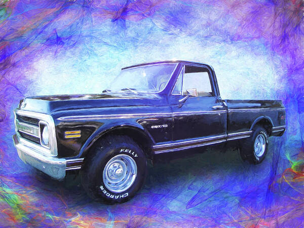 Classic Cars Art Print featuring the digital art 1970 Chevy C10 Pickup Truck by Rick Wicker
