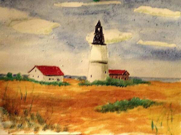 Landscape Art Print featuring the mixed media New England Lighthouse #2 by Charles Ray