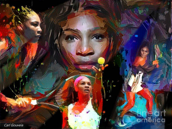 Serena Williams Art Print featuring the mixed media Serena Williams #2 by Carl Gouveia