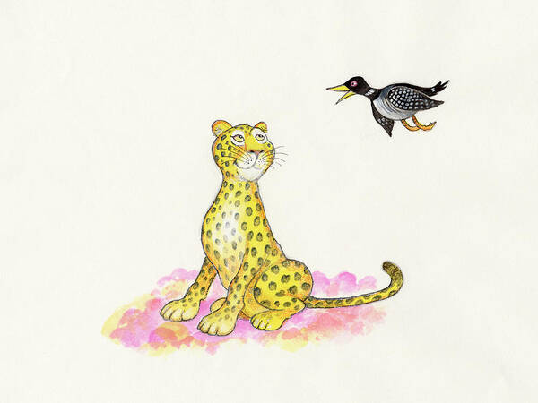 Cheetah And Loon Art Print featuring the painting 22b by Bill Bell