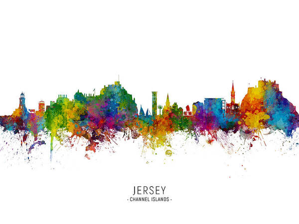 Jersey Art Print featuring the digital art Jersey Channel Islands Skyline #3 by Michael Tompsett