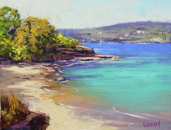 Beach Scenes Art Print featuring the painting Sydney Harbour Beach by Graham Gercken