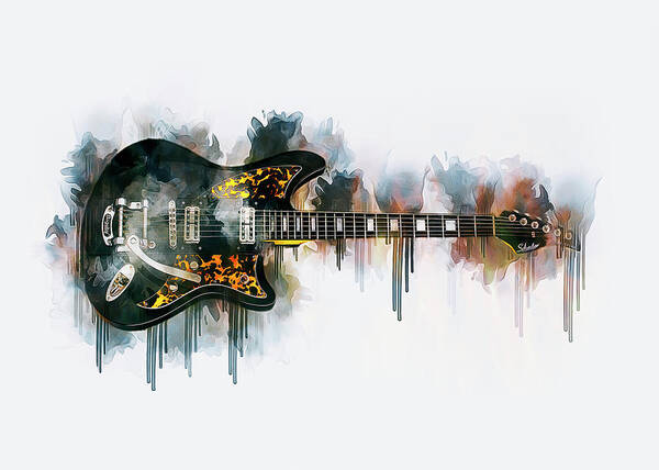 Music Art Print featuring the drawing Electric Guitar #7 by Ian Mitchell