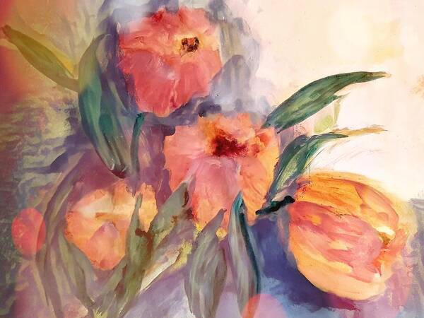 Flowers Art Print featuring the painting A Beautiful Floral Mess Painterly Painting by Lisa Kaiser