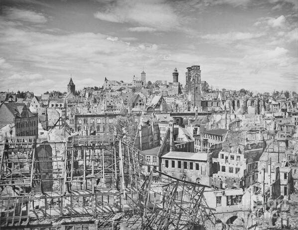 Damaged Art Print featuring the photograph Aerial View Of Nuremberg by Bettmann