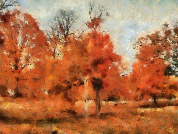 Fall Art Print featuring the mixed media Afternoon in the Cemetery I by Christopher Reed