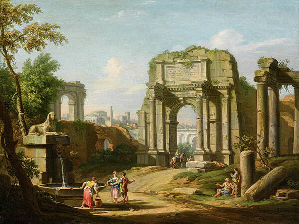 Giuseppe Zocchi Art Print featuring the painting Ancient Ruins by Giuseppe Zocchi