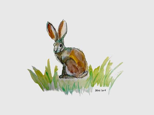 Rabbit Art Print featuring the painting AROGs Rabbit by AHONU Aingeal Rose