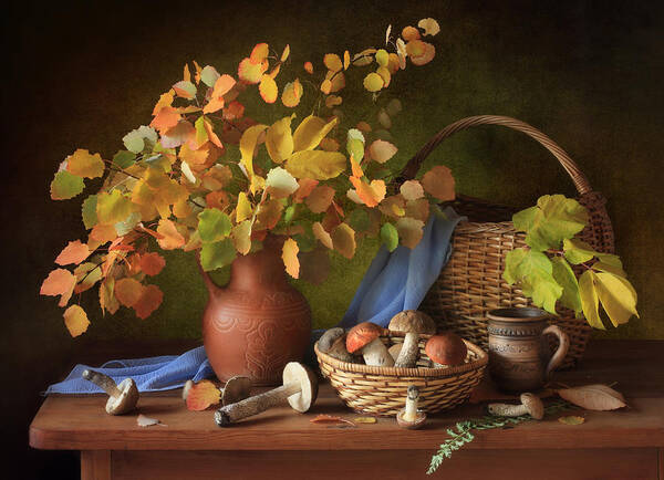 Mushrooms Art Print featuring the photograph Autumn Still Life With Mushrooms by ??????? ????????