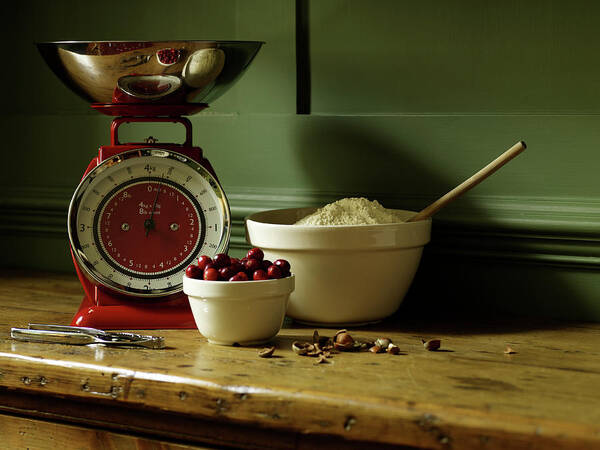 Nut Art Print featuring the photograph Baking Ingredients Sit On Table by Max Oppenheim