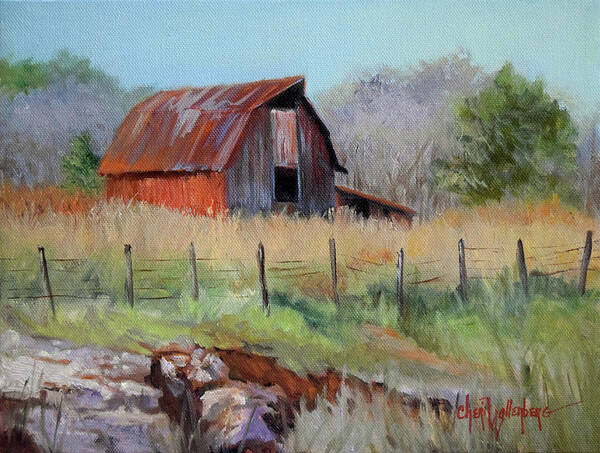 Barn Art Print featuring the painting Barn At Bella Vista Arkansas by Cheri Wollenberg