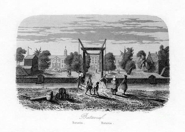 Engraving Art Print featuring the drawing Batavia Jakarta, Indonesia by Print Collector