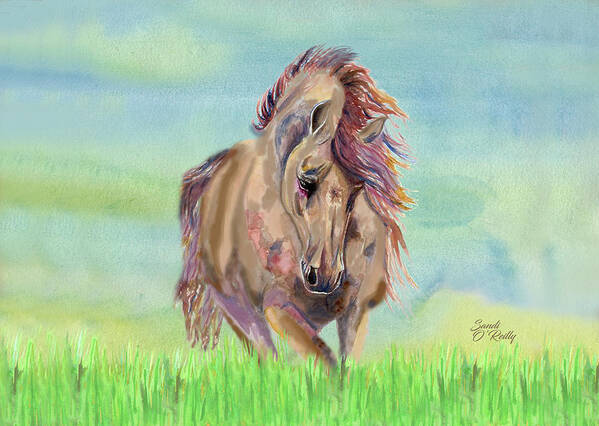 Beautiful Horse Running Free Art Print featuring the photograph Beautiful Horse Running Free 2 by Sandi OReilly