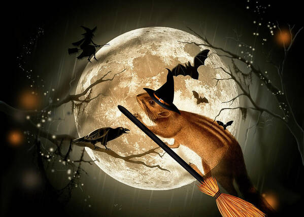 Halloween Art Print featuring the digital art Bewitching Chipmunk by Doreen Erhardt