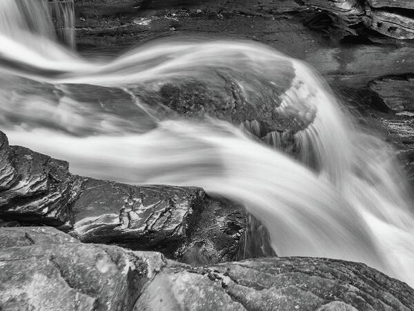 Abstract Art Print featuring the photograph Black and White Rushing Water by Louis Dallara