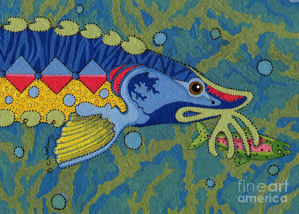 Native American Art Print featuring the painting Blessed Sturgeon by Chholing Taha
