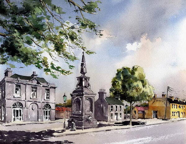 Village Art Print featuring the painting Blessington, West Wicklow. by Val Byrne