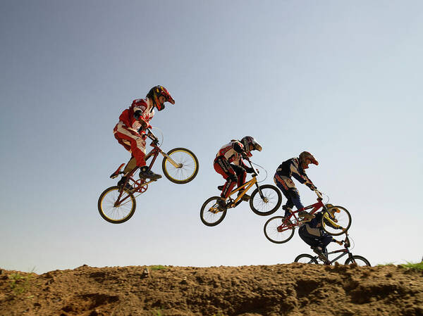 Child Art Print featuring the photograph Bmx Cyclists In Competition by Sean Justice