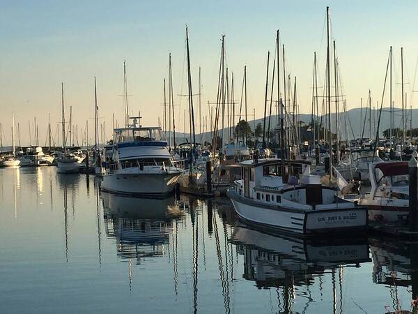 Sailboats Art Print featuring the photograph Boats at Sunset by Mary Anne Delgado