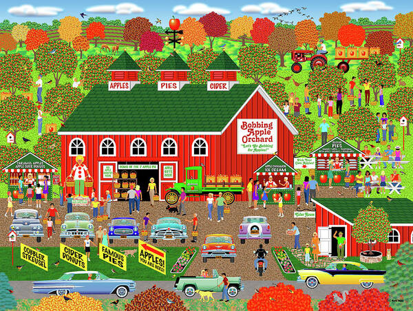 Bobbing Apple Orchard Art Print featuring the digital art Bobbing Apple Orchard by Mark Frost