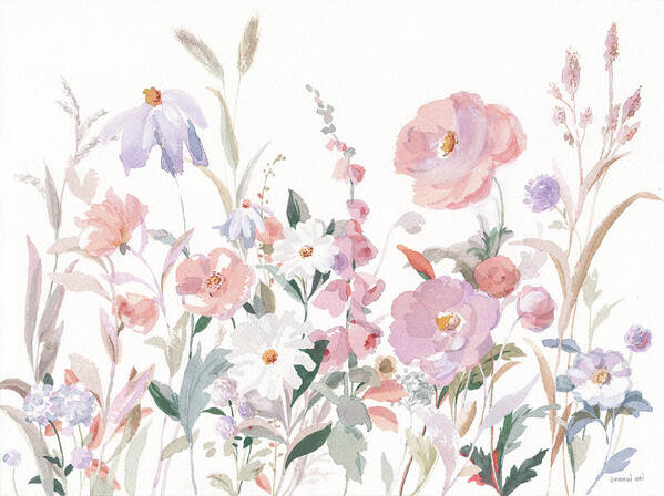 Betony Art Print featuring the painting Boho Wildflowers by Danhui Nai