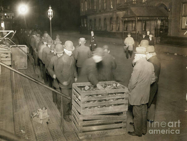 People Art Print featuring the photograph Bread Line During Depression by Bettmann