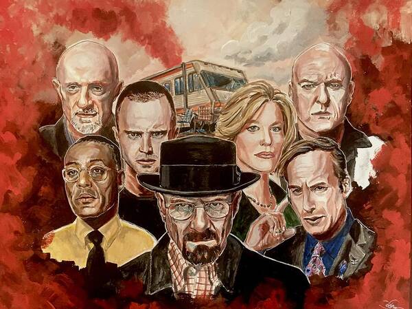 Breaking Bad Art Print featuring the painting Breaking Bad Family Portrait by Joel Tesch